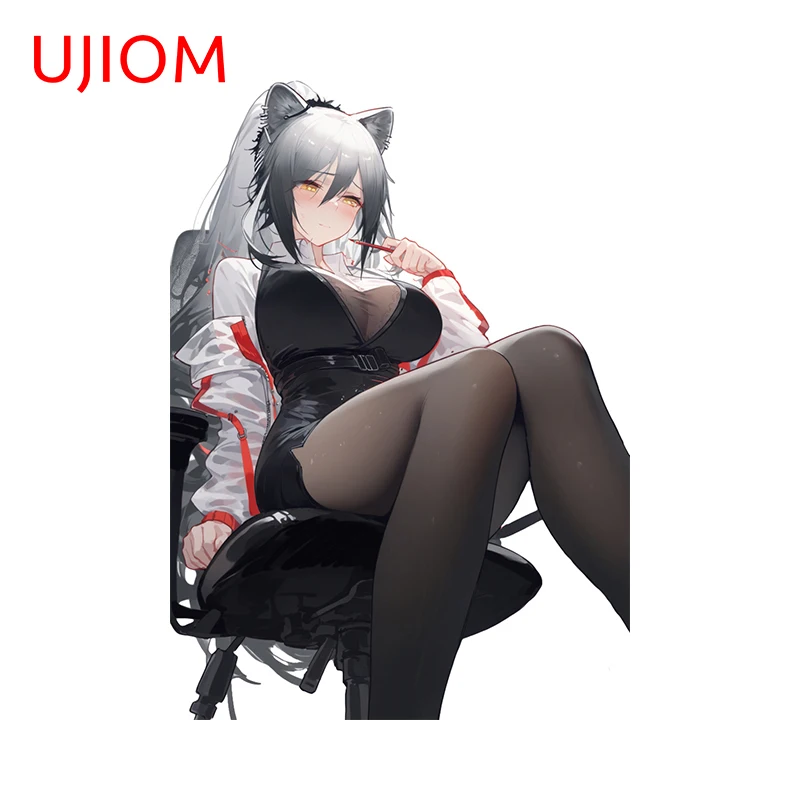 UJIOM 13cm X 9.3cm Huge Breast Schwarz Sexy 3D Wall Stickers Anime Girl in Black Stockings Decal Seductive Home Decoration