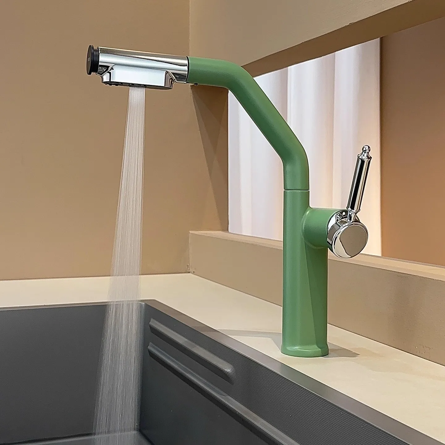 سحب صنبور المطبخ الكروم الأحمر بالوعة صنبور صنبور حوض خلاط 360 درجة دوران torneira cozinha صنابير خلاط صنبور المطبخ #4