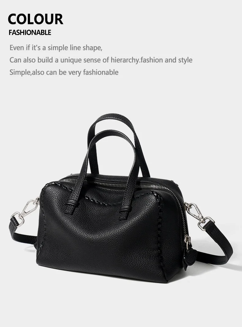 Damen Echtleder Schultertaschen 100% Crossbody Bucket Bag Weibliche Mode Einfarbige Designer Shopper Tote Marken-Trend Handtaschen Bolsas – Detail 22