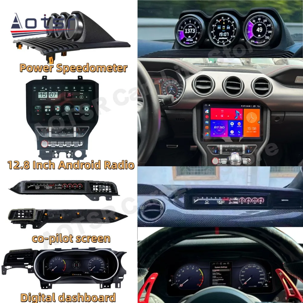 Complete upgrade For Ford Mustang 2015~2021 Car Odometer Digital Cluster Virtual Cockpit Speed Digital Meter Screen Co-pilot