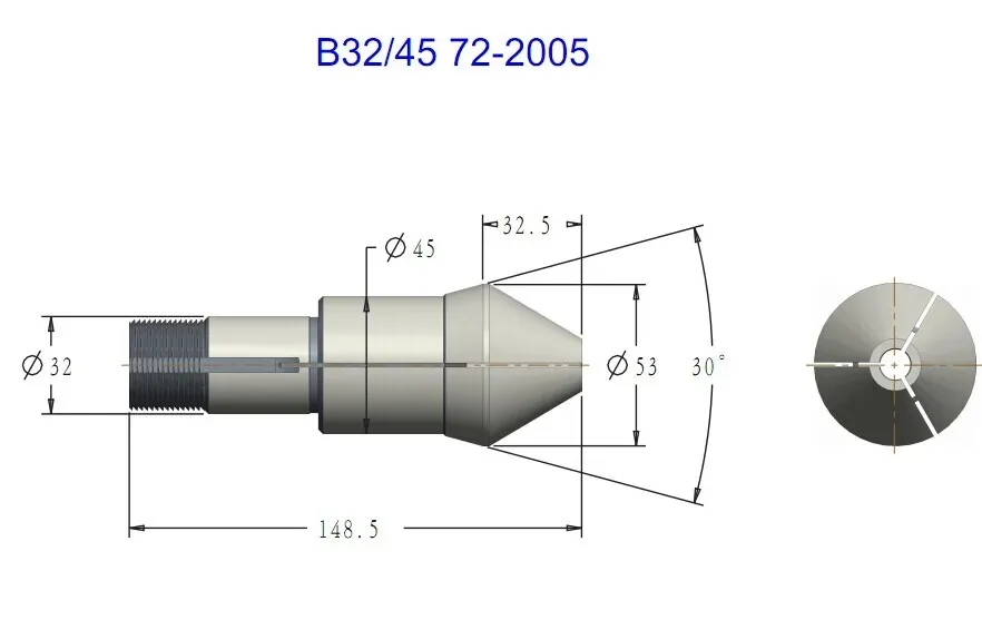 Schaublin carbide collet chuck B32/45 with 3 jaw chuck for cnc machining