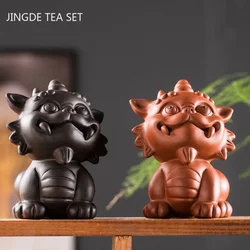 Handmade Purple Clay Tea Pet Lucky Fortune Animal Statue Tea Figurine Ornaments Home Tea Set Decoration Accessories Crafts