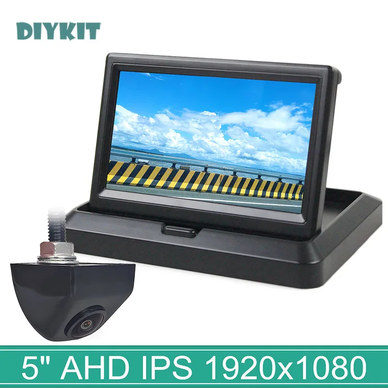 DIYKIT 1920*1080 5inch IPS AHD Car Monitor HD 170 Degree Starlight Night Vision Vehicle Car Camera Reverse for Car SUV MPV RV