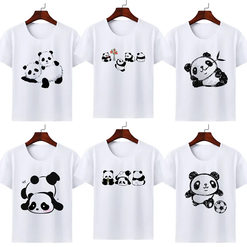 Cartoon Cute Animal Panda T-shirt Modal Casual Family Wear Class Clothes Short Sleeve Round Neck Children's Wear Clothes