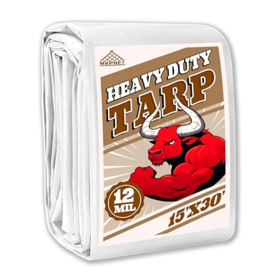 

Tarp 15x30 ft eavy Duty 12mil 100% Waterproof ig Duraility MultipoUv Resistant Wite Tarp Suitale for Swimming Pools oats Campin