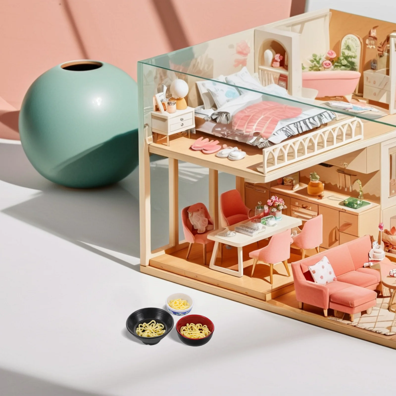 15 قطعة وعاء المعكرونة الواقعية محاكاة مجموعة مصغرة الغذاء الديكور المطبخ اللعب الدعائم لطيف رامين السلطانيات لدمية DIY بها بنفسك