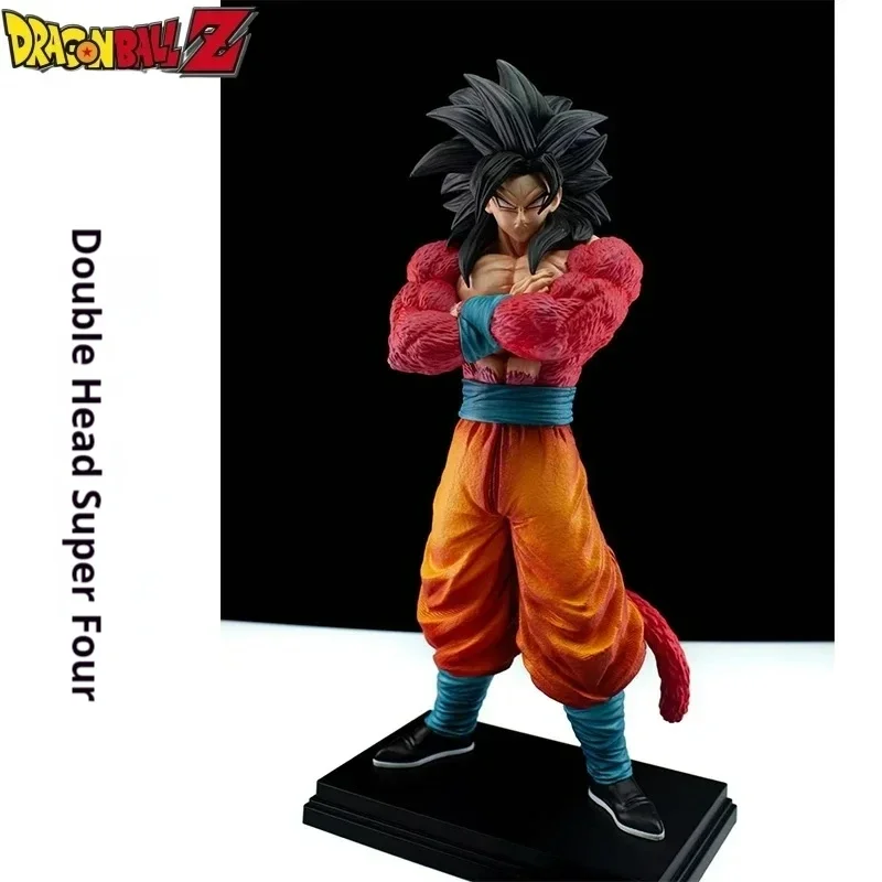 Dragon Ball Anime Figure Super Saiyan 4 Goku Double Headed Carving Standing Statue Action Figures Model Collection Kids Toy Gift