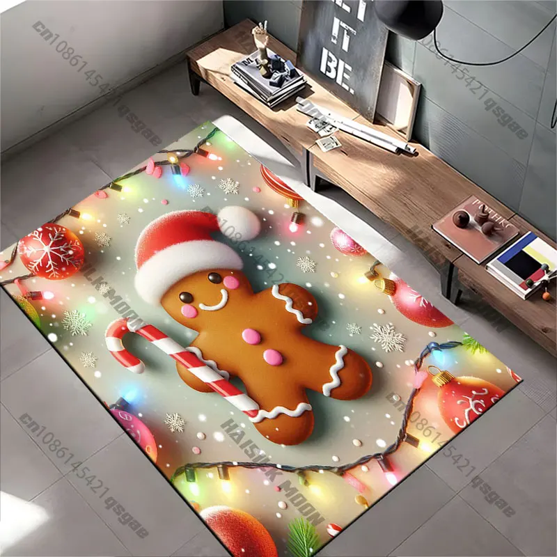 Festive gingerbread Christmas celebration carpet Yoga living room room decor children's crawling mat doormat area rug