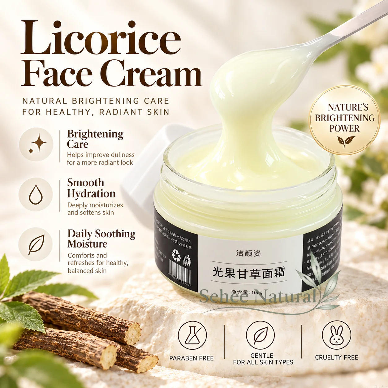 Licorice Root Extract - 100g Licorice Root Extract Facial Cream