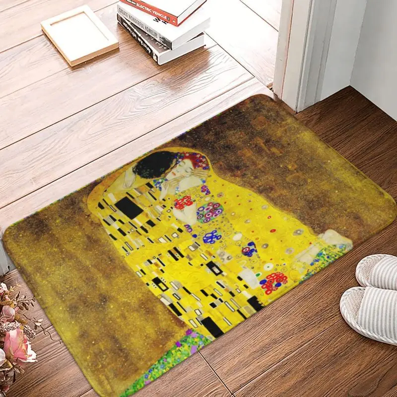 The Kiss By Gustav Klimt Doormat Anti-Slip Kitchen Bath Mat Garden Door Floor Entrance Carpet Rug Toilet Living Room Footpad