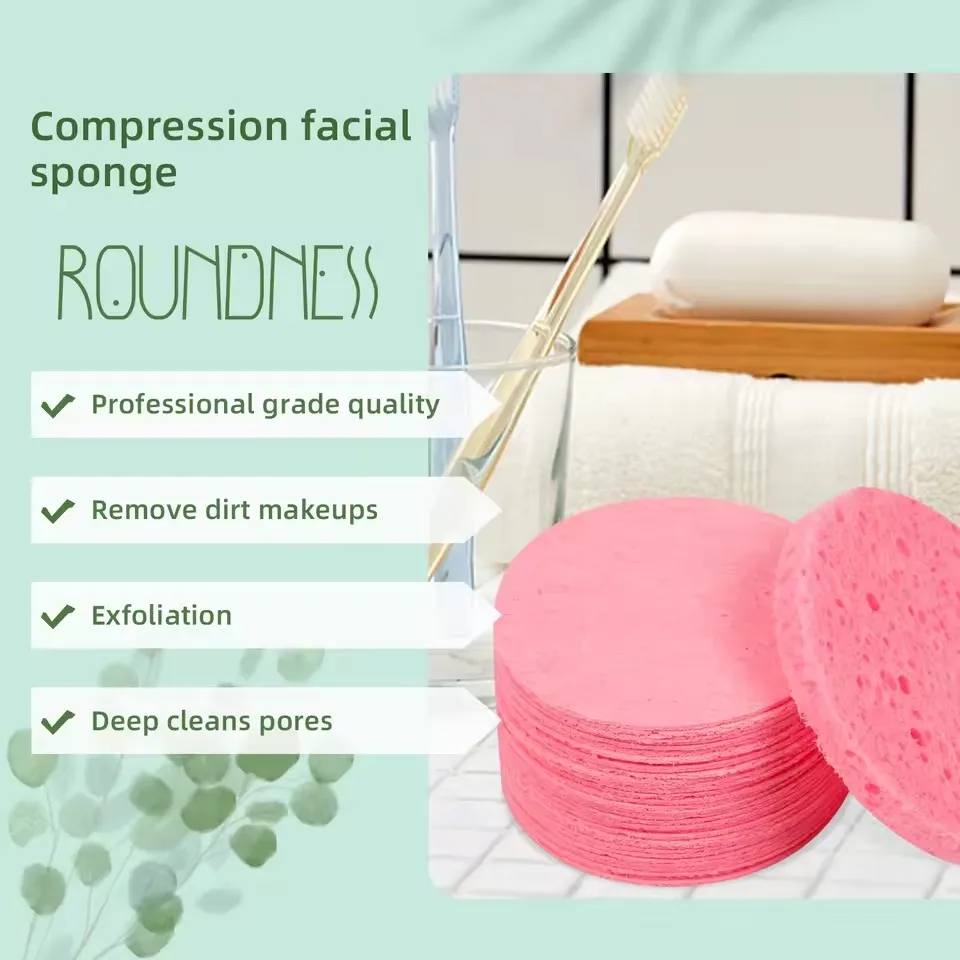 Spugna compressa esfoliante e detergente viso rotonda da 50/100 pezzi, adatta per uso domestico o in viaggio