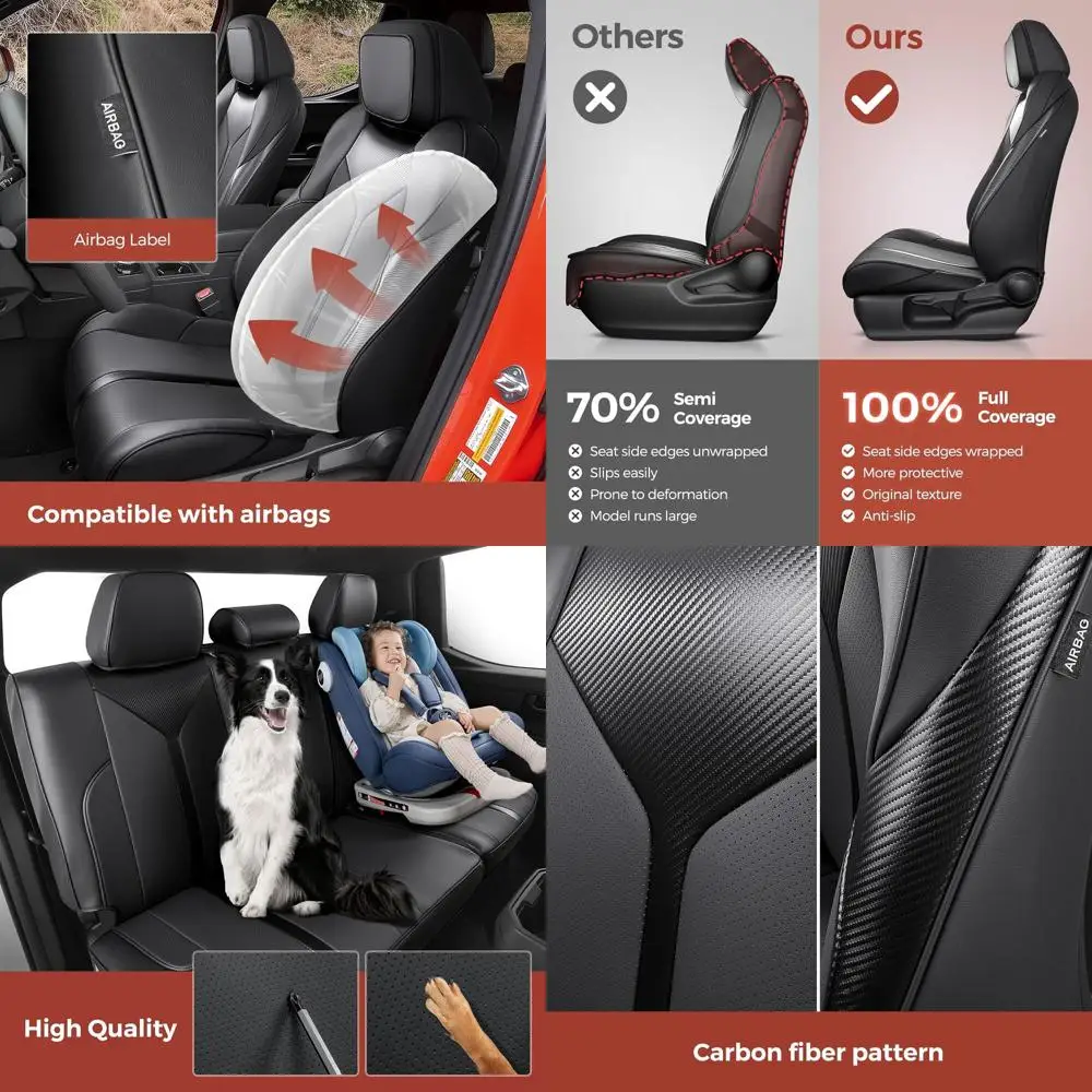 

Полный комплект чехлов на автомобильные сиденья для Toyota Tacoma 2024-2026, (не подходящее для гибридного, электрического и TRD Pro Seat) кожаное водонепроницаемое полное покрытие