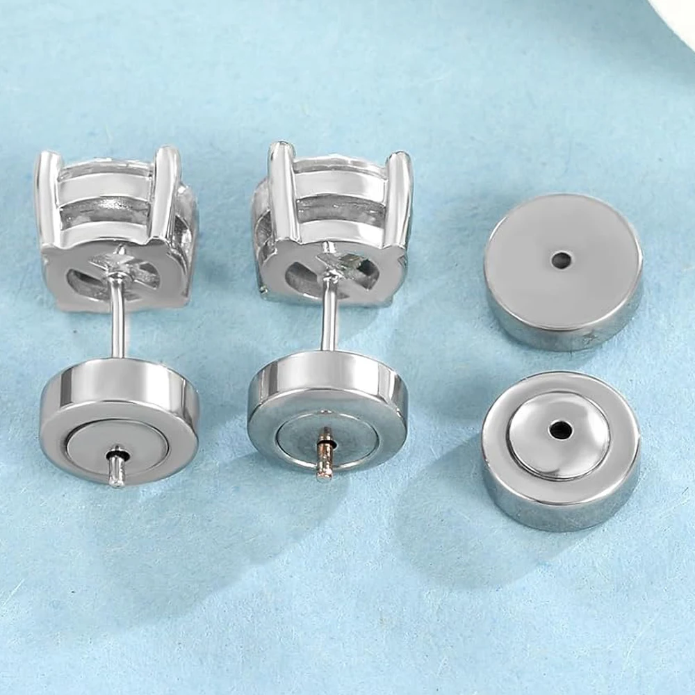 4PCS Stainless Steel Dics Earring Backs Replacements for Droopy Diamond Large Heavy Studs Earring Support