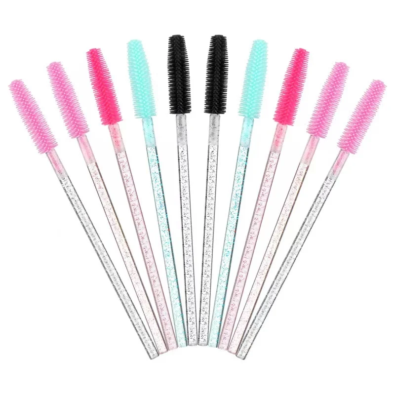 Applicateur de mascara en cristal de silicone pour femmes, brosses à cils en diamant de poulet, peigne, outils de brosse de maquillage de beauté, 50 pièces