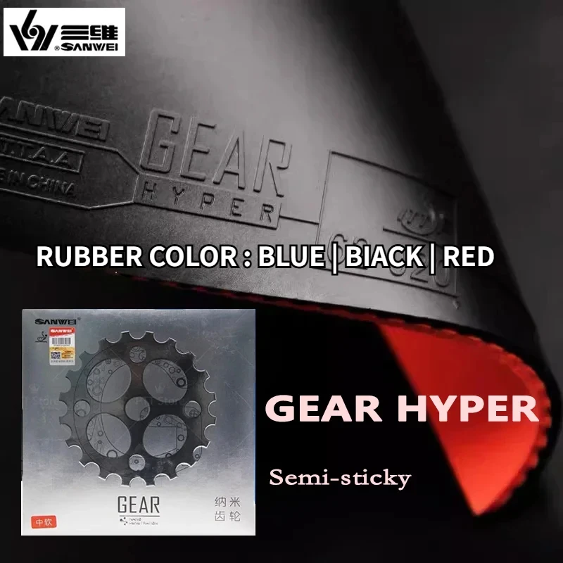 

ORIGINAL SANWEI GEAR HYPER Table Tennis Rubber Semi-sticky Ping Pong Rubber Sheet with Pre-tuned Medium Cake Sponge Rubber