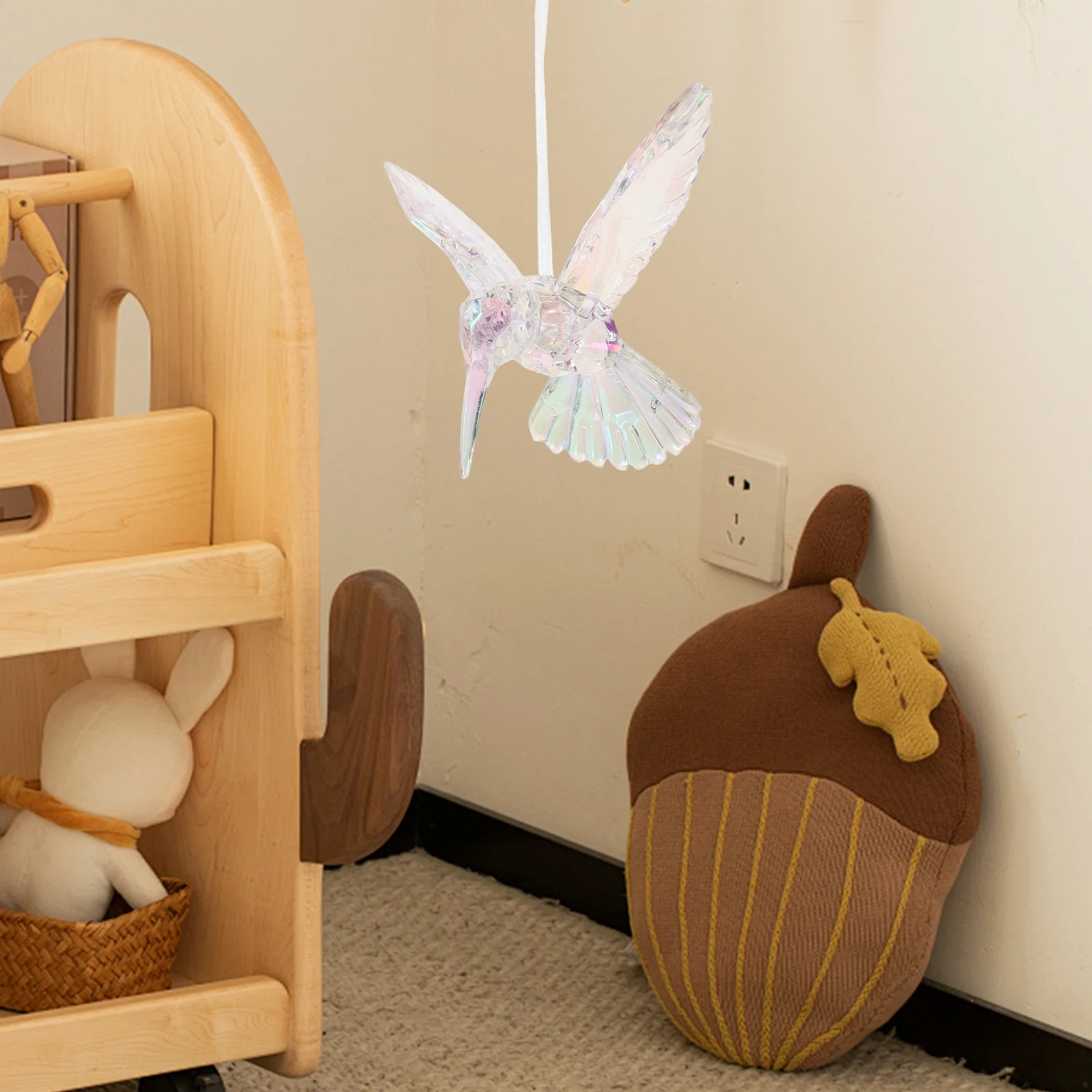 

Shiny Iridescent Acrylic Hummingbird Hanging Ornament Transparent Christmas Tree Decor Clear Pendant Christmas Tree Ornaments