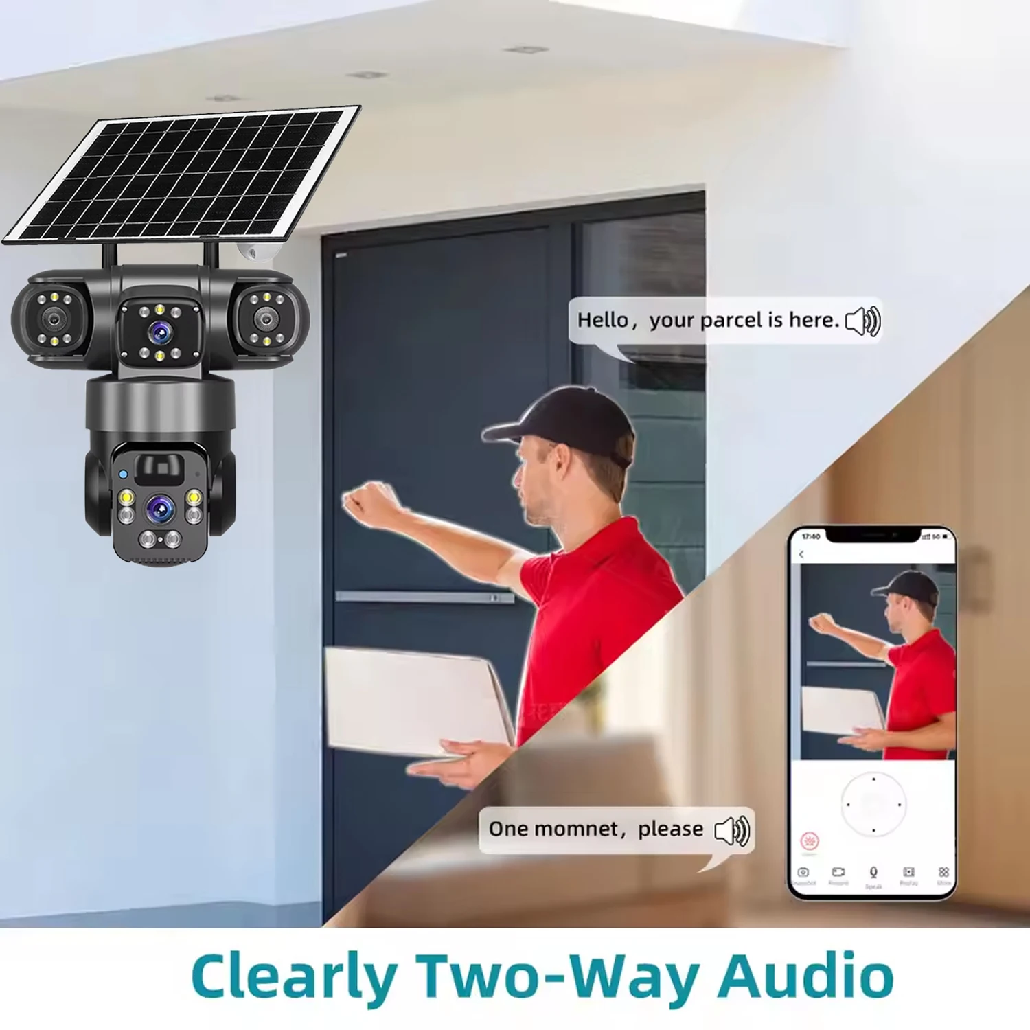 WIFI Three Lens PTZ IP Camera Outdoor 6K HD Three Screen 4G Security Camera Auto Tracking 12MP Wireless CCTV Camera Waterproof