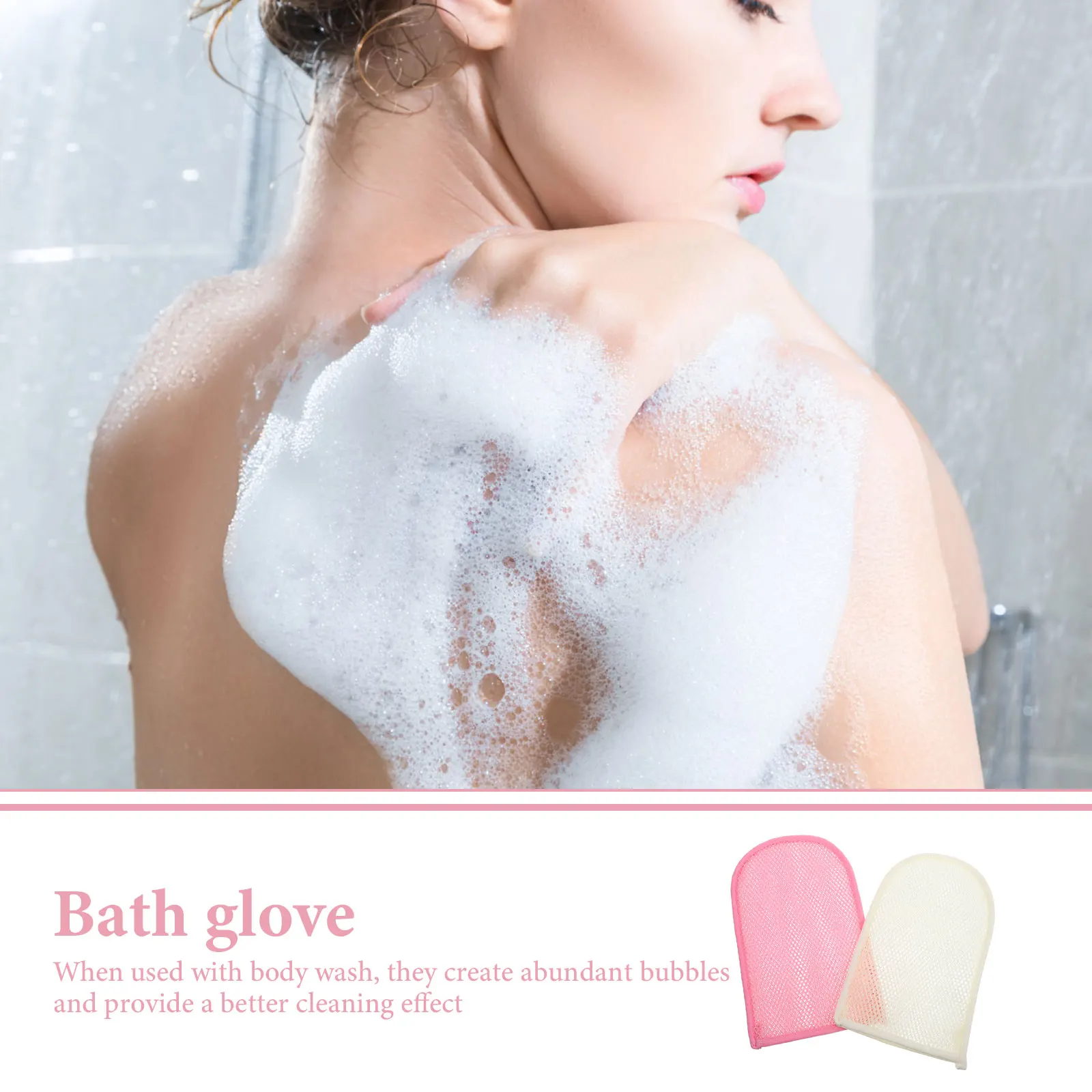 

2pcs Bath Exfoliating Body Scrubber Shower Gloves Deep Cleansing Dirt Removal Compact Lightweight Rich Bubbles Back Neck