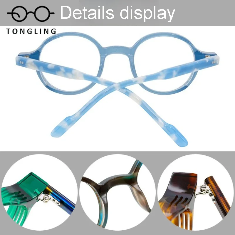 2026 Summer New Design-High-End Women Handcrafted Premium Acetate Retro Men Personalized Round Fashion Daily Wear Eyeglass Frame