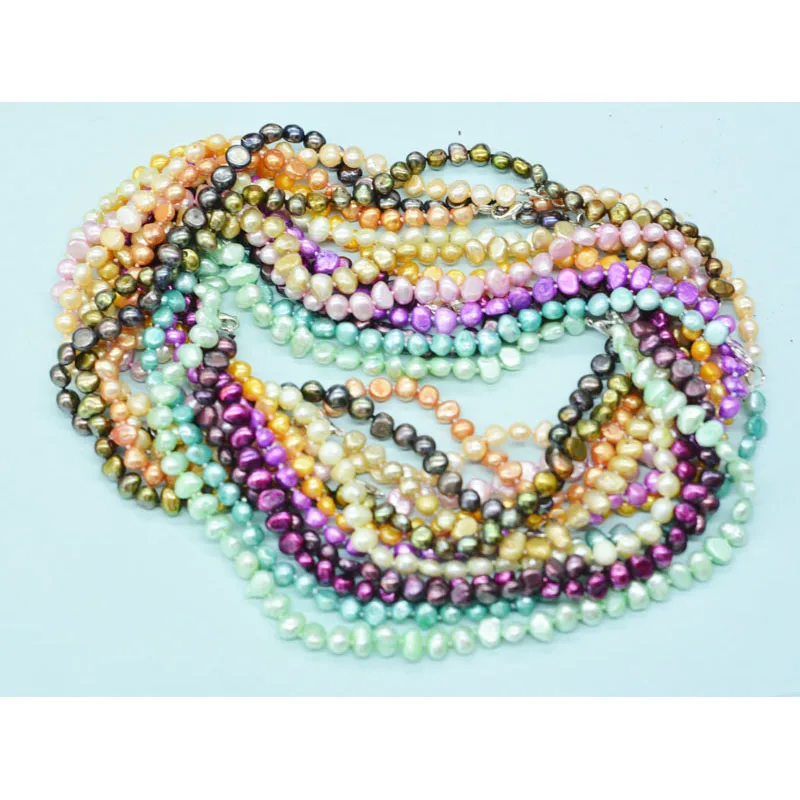 6-7MM 100% natural baroque pearl necklace. Exquisite and lovely. Birthday gift for 20-year-old girl. More color options 18”