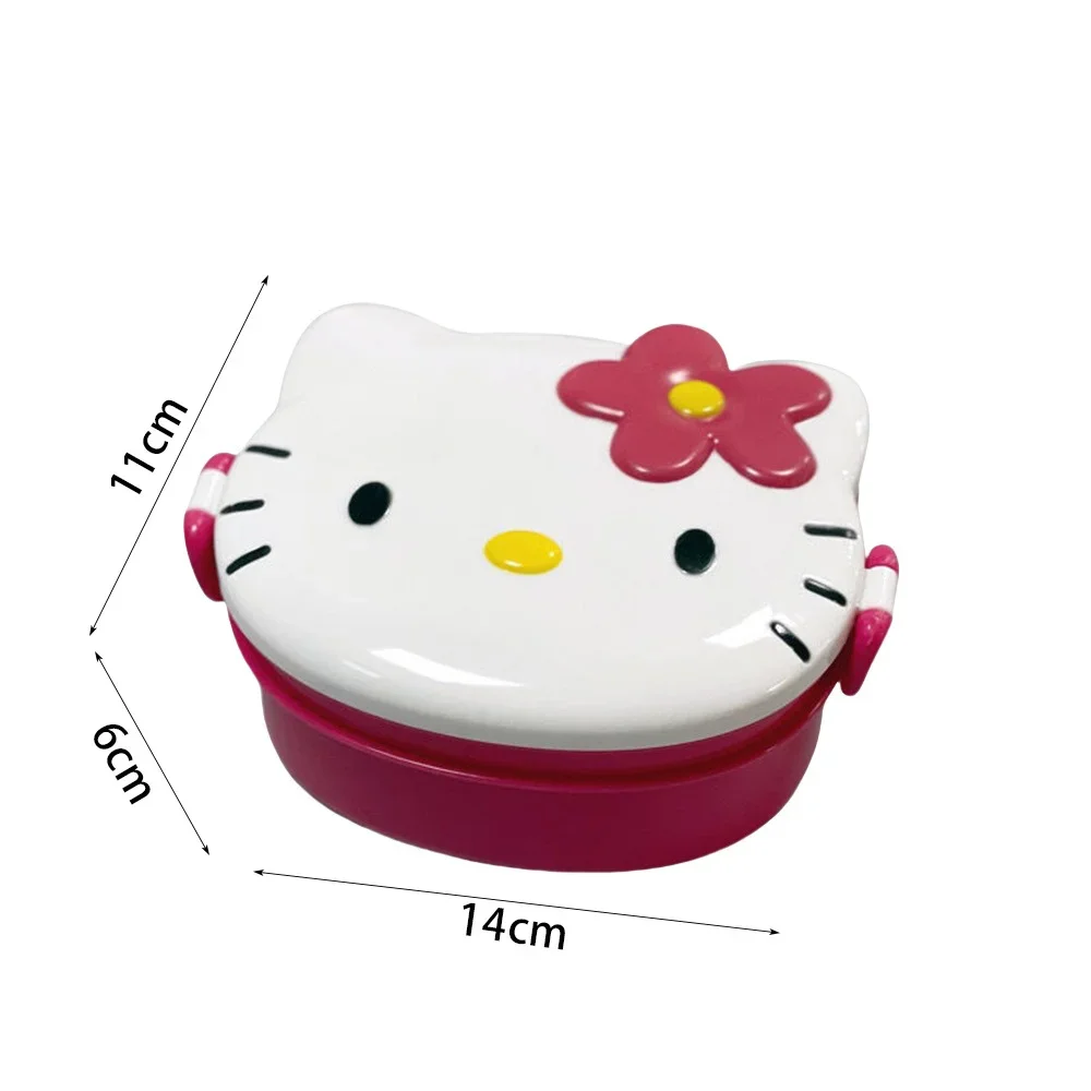 Cute Hello Kitty Shaped Lunch Box Portable Cartoon Bento Box With Spoon Fork Snack Food Storage Container Birthday Present view 6