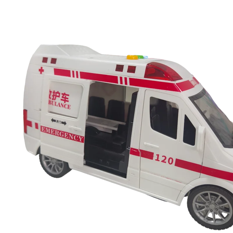 Five-door ambulance, public security car model, with sound and light music, inertial exercise, children's holiday birthday gift