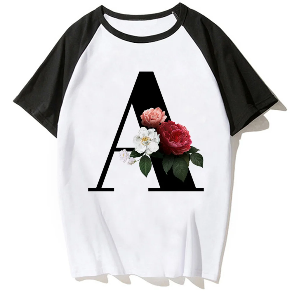 

26 Letter Printed top women streetwear t-shirts girl comic manga Japanese clothes