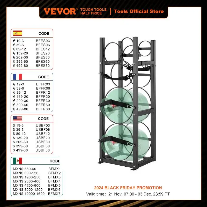 VEVOR Refrigerant Tank Rack with Small Bottle Tanks Cylinder Tank Rack Cylinder Rack and Holders for Freon Gases Oxygen Nitrogen