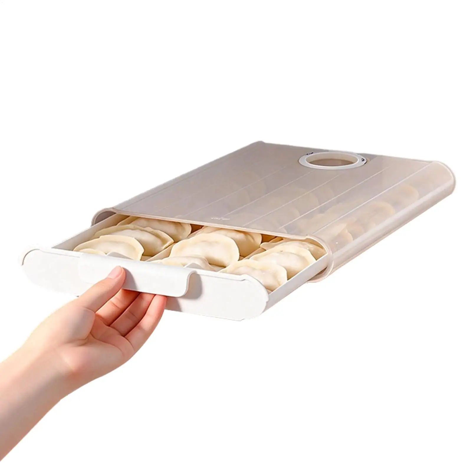 Dumpling Container Pull Out Drawer Stackable Non-Stick Freezer Tray Flat Food Storage Containers for Cookies Wonton Donuts Buns