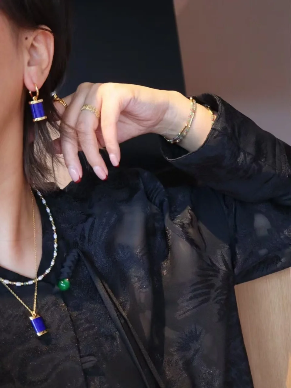 

High Fashion 925 Silver Natural Lapis Detachable Huggie Earrings Multi-wears Lazuli Ear Dangling Pendant Women Practical Jewelry