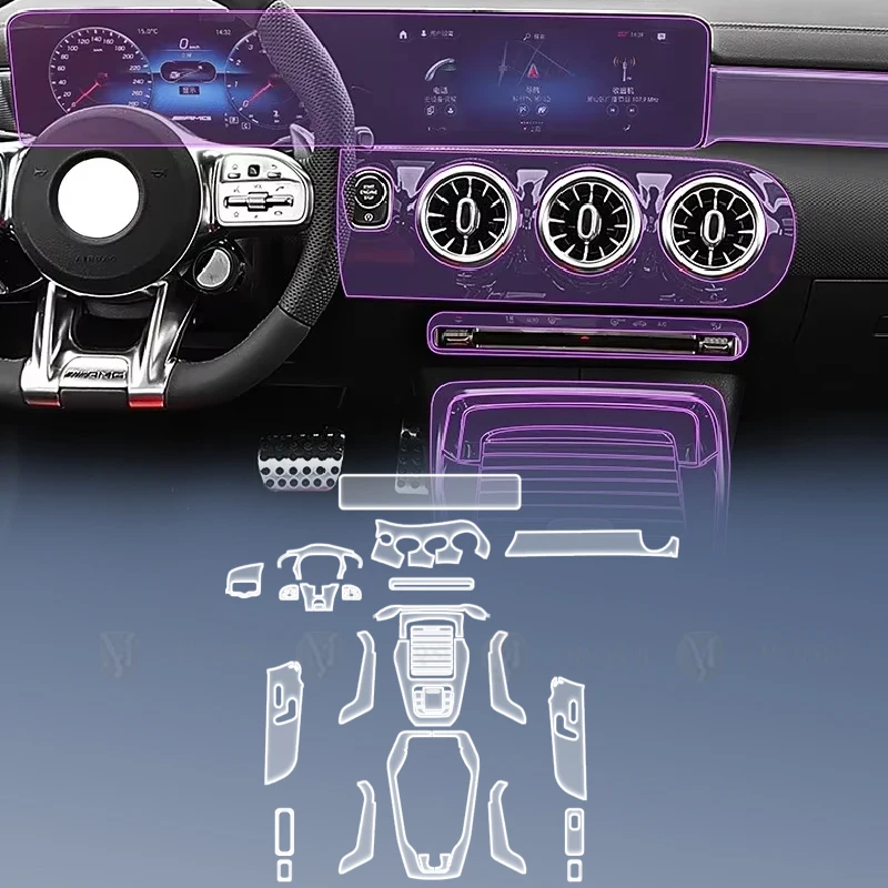 

Car Interior Film Dashboard piano board Shift center console Anti-scratch TPU PPF Film For Mercedes Benz Class-A AMG 2019-2025