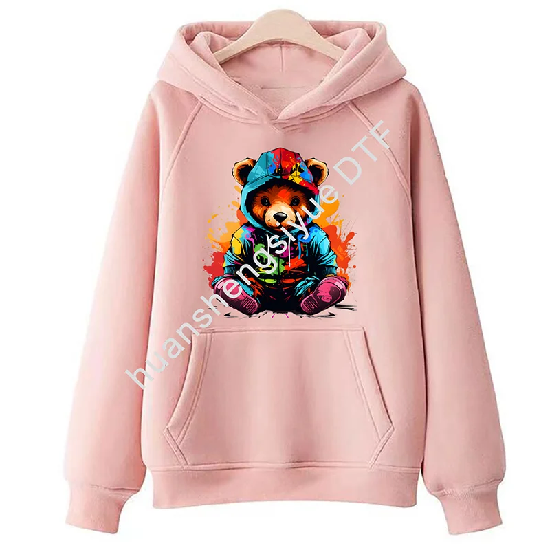 Malowana Graffiti miś ips moda żelazna naszywka t-shirt naklejki DIY ubrania DTF gorące papier do klejenia naklejki