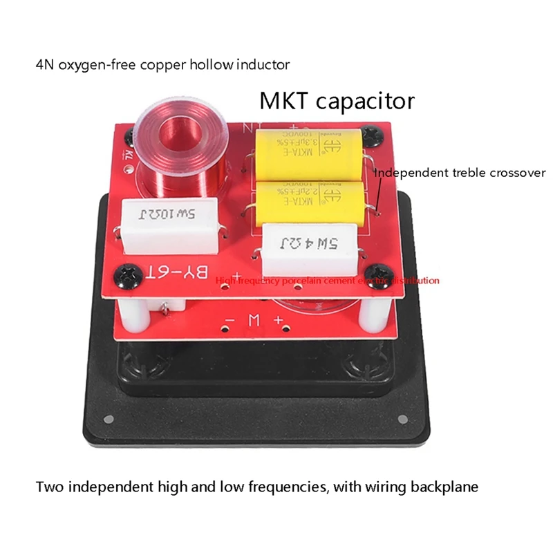 High-Low Audio Speaker Frequency Divider Hifi 120W 2 Way 2 Unit Stereo Crossover Filters With Junction Box 2Pcs