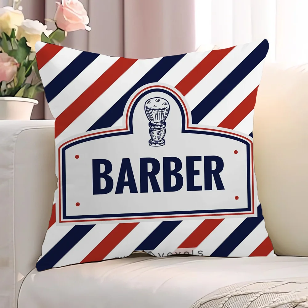 Barber Shop Decorative Pillowcase for Pillow Cushion Cover Lounge Chairs Cushions Short Plush Pillowcases 40x40 Pillows Sofa