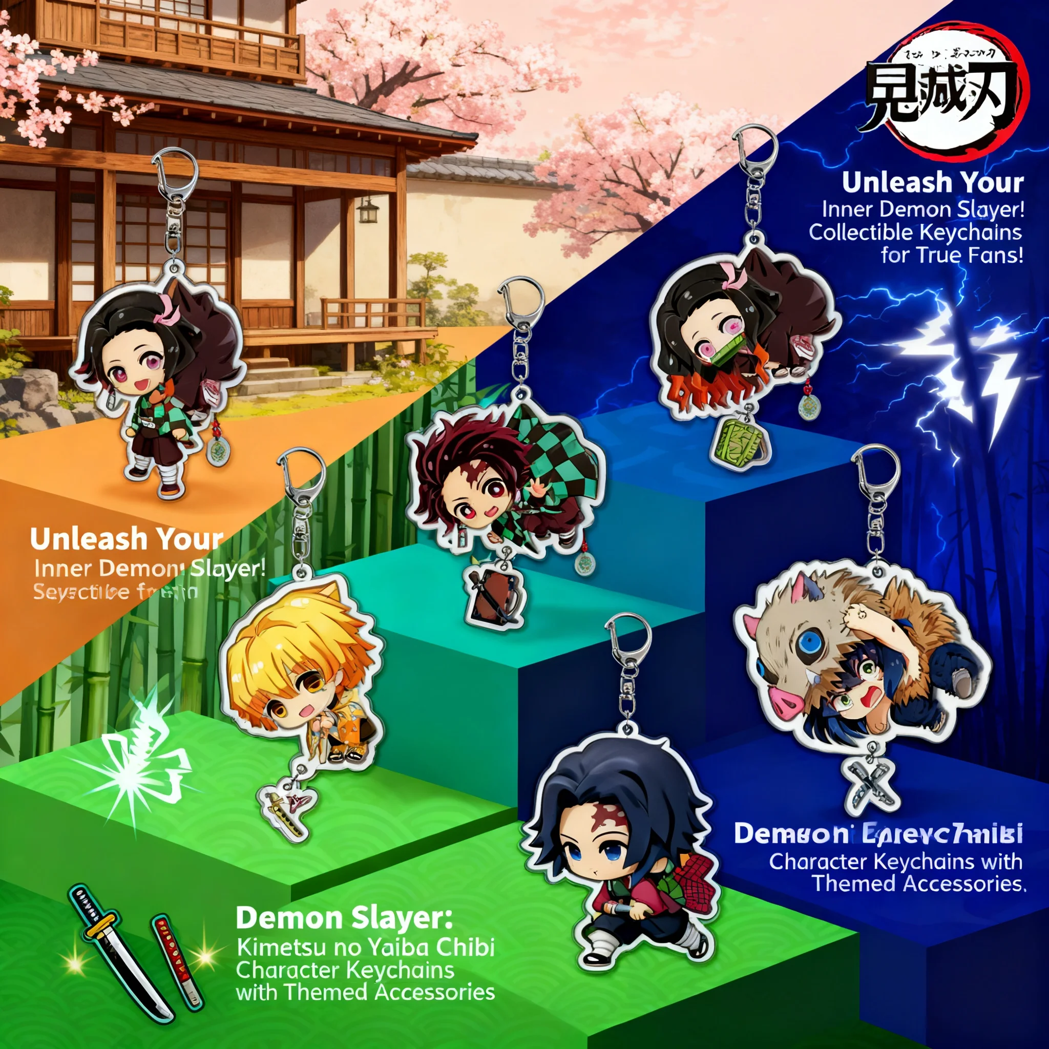 

Акриловый брелок-подвеска Demon Slayer Kimetsu no Yaiba с Танджиро и Незуко, аниме-атрибутика, подарок для фанатов, косплей