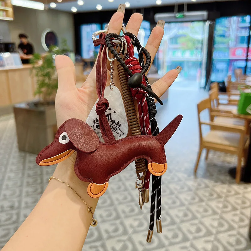 Sausage Dog Bag Charm Keychain Mobile Phone Pendant,Handbag Hanging Ornament Personalized Woven Keyring Accessories