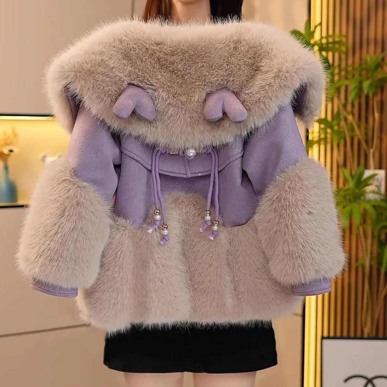 2026 Winter Mädchen Mode Weiche Warme Fleece-Kapuzenparka Kinder-Mantel Oberbekleidung