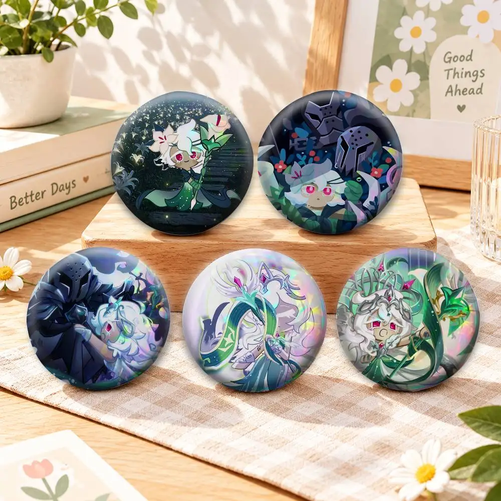CookieRun Kingdom White Lily Badges Creative Tinplate Button PinsBrooch Badge Clothes Backpack
