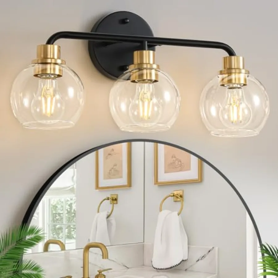 

Светильник для ванной комнаты с 3 лампами, настенный светильник с прозрачным стеклянным плафоном, современные настенные бра, освещение для ванной, настенные лампы