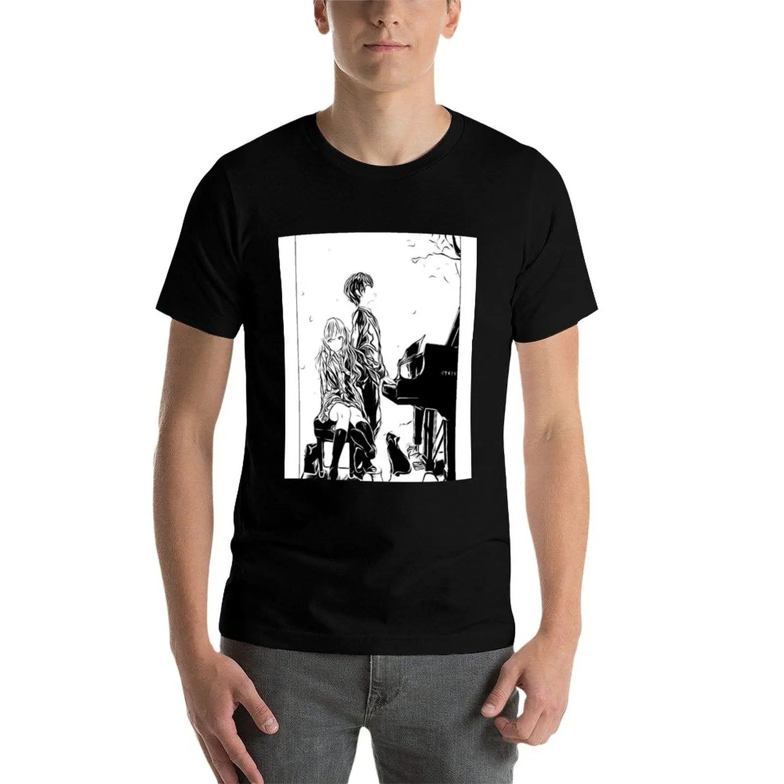 لا قمصان عالية وفي أبريل | Shigatsu Lie Kaori Kousei - تي شيرت ماركة Uso Kimi تي شيرت عالي الجودة فاخر للرجال (Mono) wa Your #4