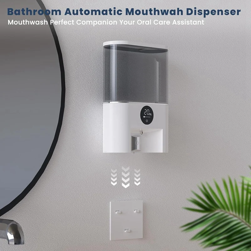 Automatic Mouthwash Dispenser Touch-Control Dispensing Levels Wall Mounted Rechargeable Mouth Wash Pump For Bathroom Easy To Use