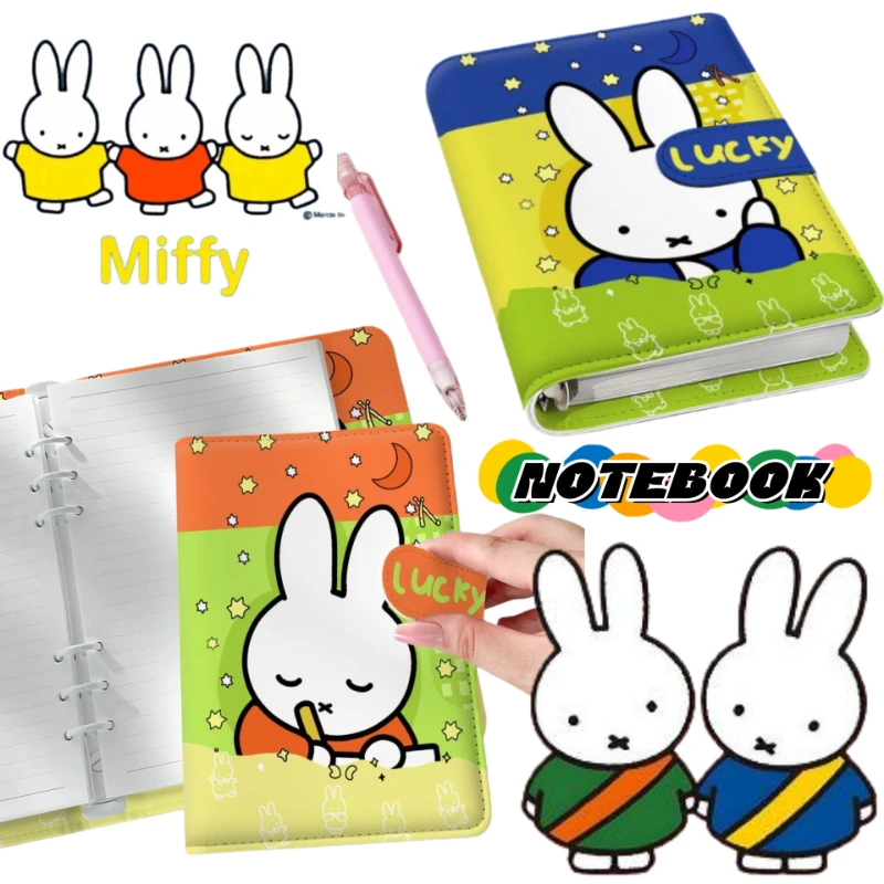 

Miffy Anime Merchandise Cartoon Cute Loose-Leaf Notebook Unisex for Students 2D Style Detachable Convenient Magnetic Notepad