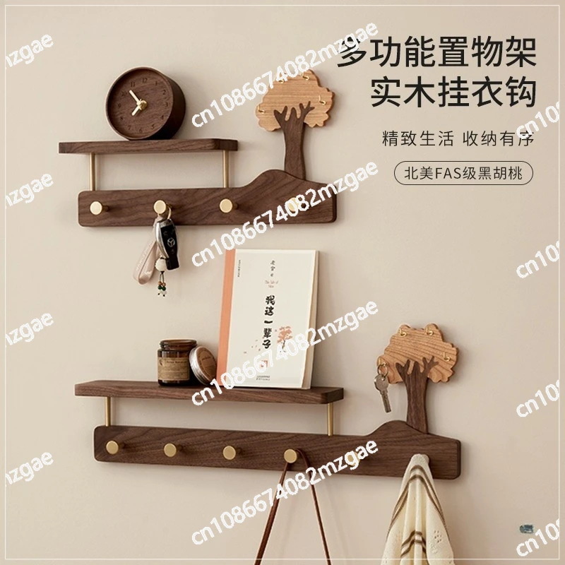 

Entry Entrance Wall Wall Hanging Coat Hook Viscose Non-punching Coat and Hat Load-bearing Rack Solid Wood Coat Hook