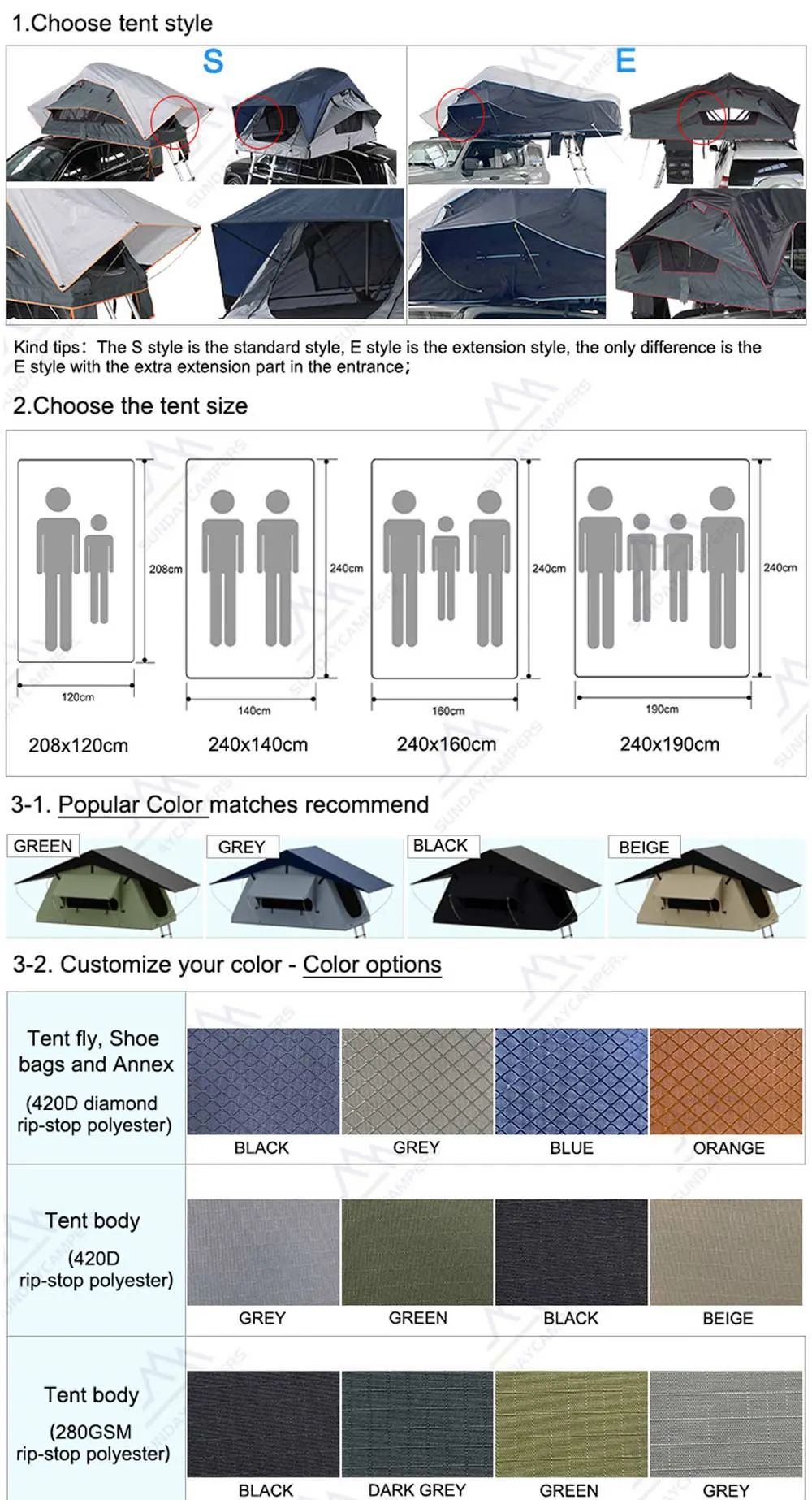 

Factory RTT Waterproof Fabric Softshell Roof Top Tent With Light Blocking for Sale