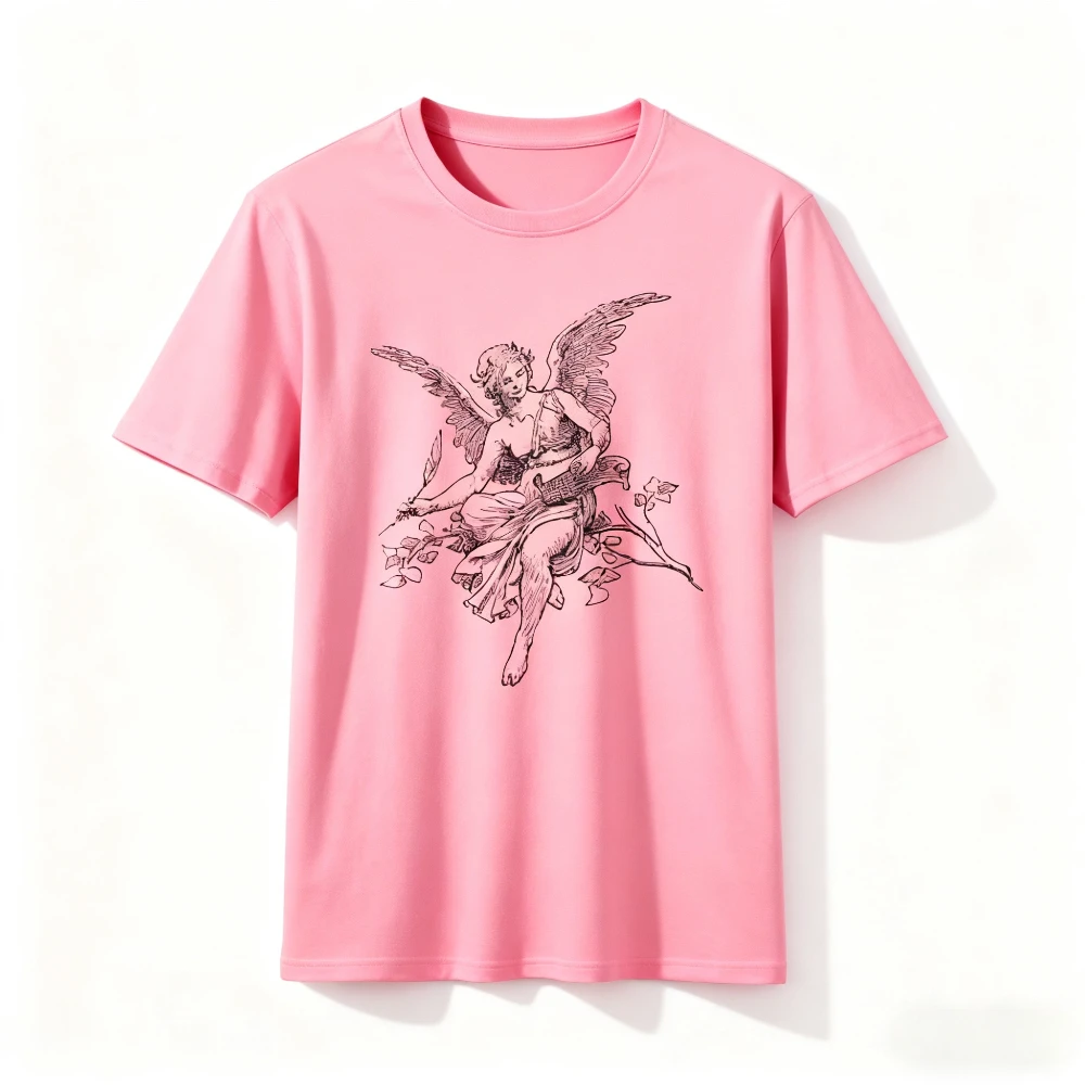 Angel Christian Cherub Tee Angelic Inspiration Artsy Clothing Designer Aesthetic Gift Idea Tshirt Women Fashion Casual Tops