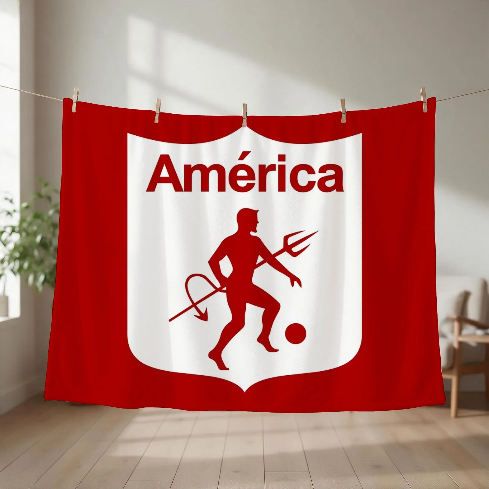 America de Cali Los Diablos Rojos Los Escarlatas Throw Blanket couch cozy soft plush fuzzy picnic outdoor blanket