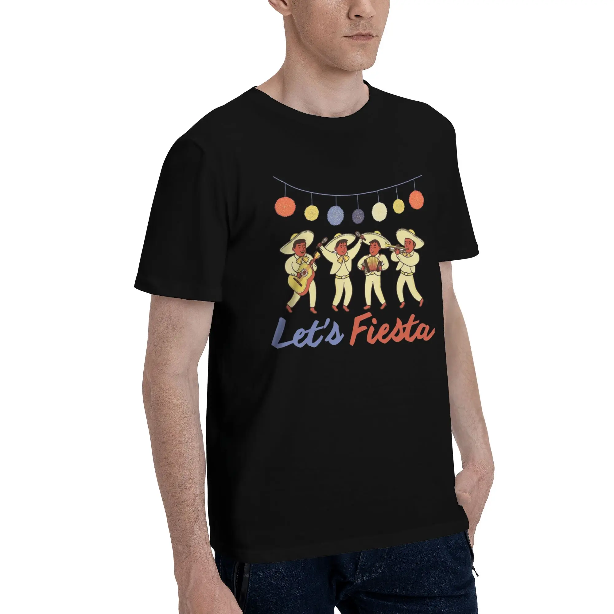 Men Women Let's Fiesta Cinco De Mayo  T Shirt Cotton Graphic Printed Tee Shirts  Top Clothing