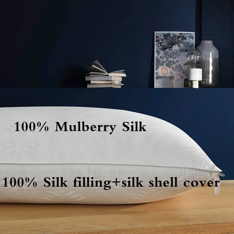 100% Mulberry silk filling pillow Eco- Friendly pure natural silk 74 X 48 cm mulberry silk pillow customize