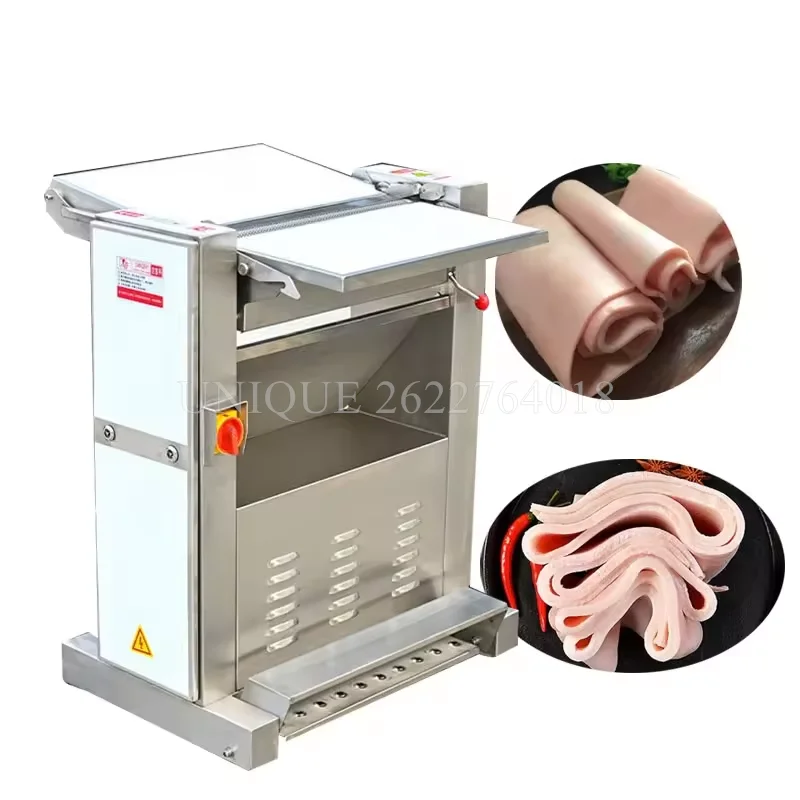 

High Efficiency Pork Rind Meat Skinner Slicer Pig Beef Skin Fat Remover Slice Peel Remove Peeler Cut Machine Fresh Pork Peeling