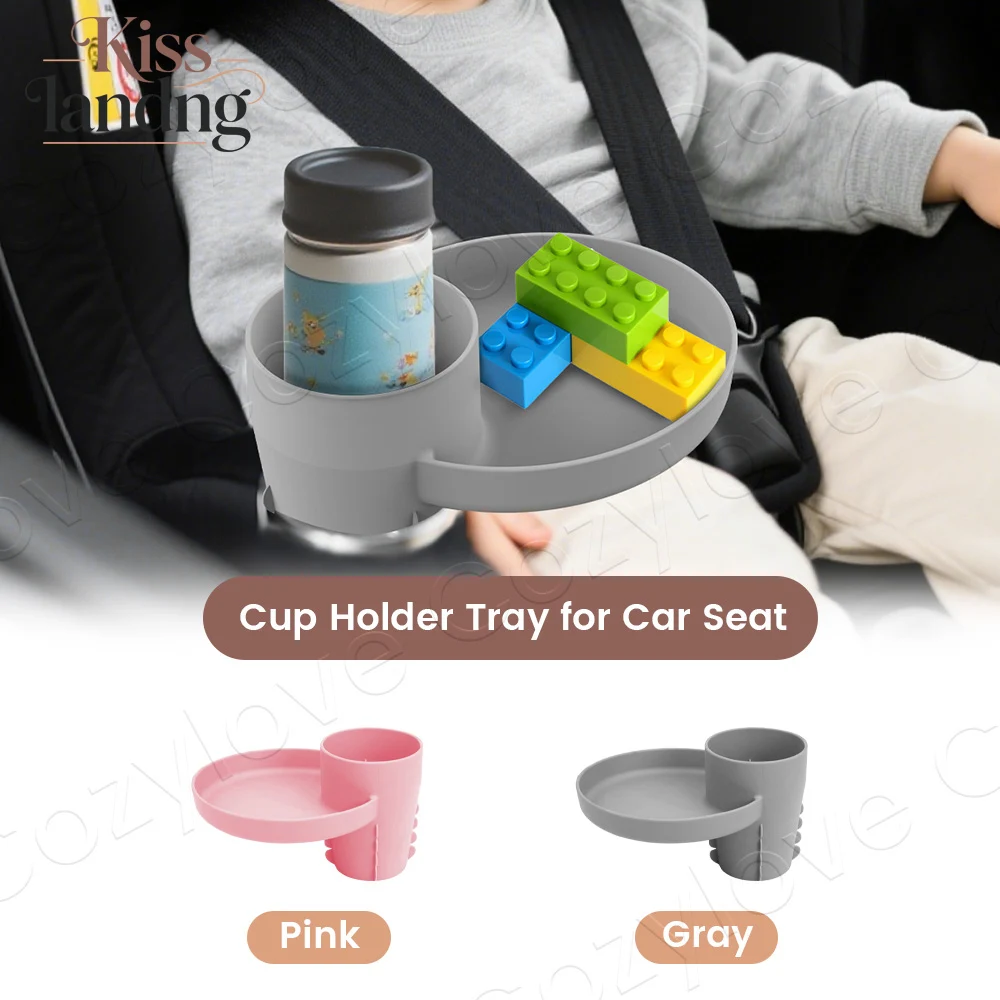 3-in-1 Expandable Travel Tray for Kids - Car Seat & Stroller Snack Tray with 360° Cup Holder, Coaster Included